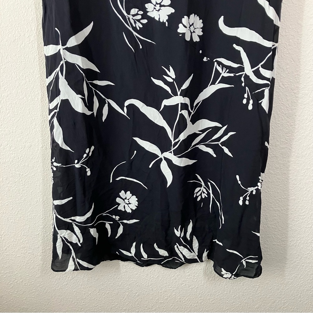 SAKS FIFTH AVE Vintage Silk Column Dress 8 Hawaiian Tropical 80s Black Luau Tiki - Picture 6 of 11